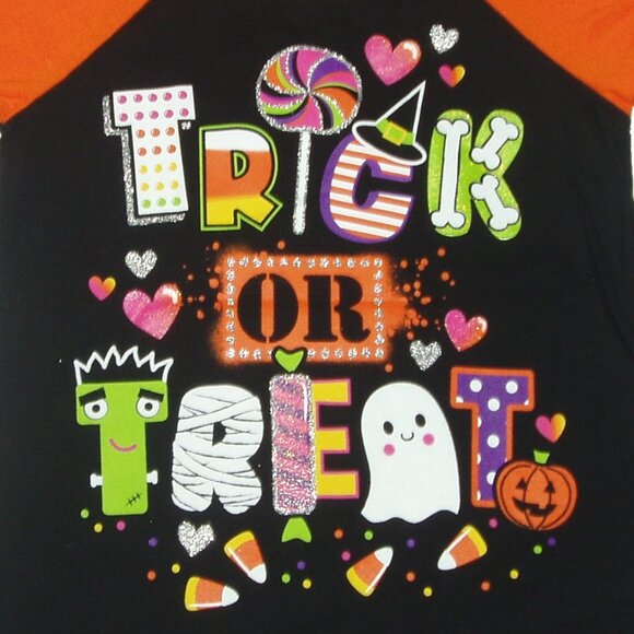 Halloween Tee Trick or Treat Graphic Girls Shirt Top Infants Children Kids 4T - Picture 2 of 3